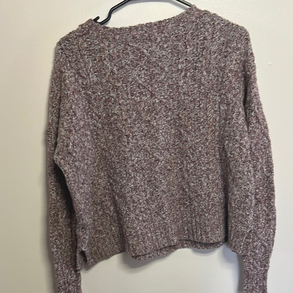 American Eagle Outfitters Cable‎ Knit Fisherman Sweater Academia Mauve Women's M - Picture 3 of 4